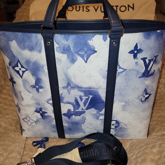 Louis Vuitton Virgil Abloh Watercolor Blue Canvas Giant Monogram Bag & Pouch - Picture 4 of 17